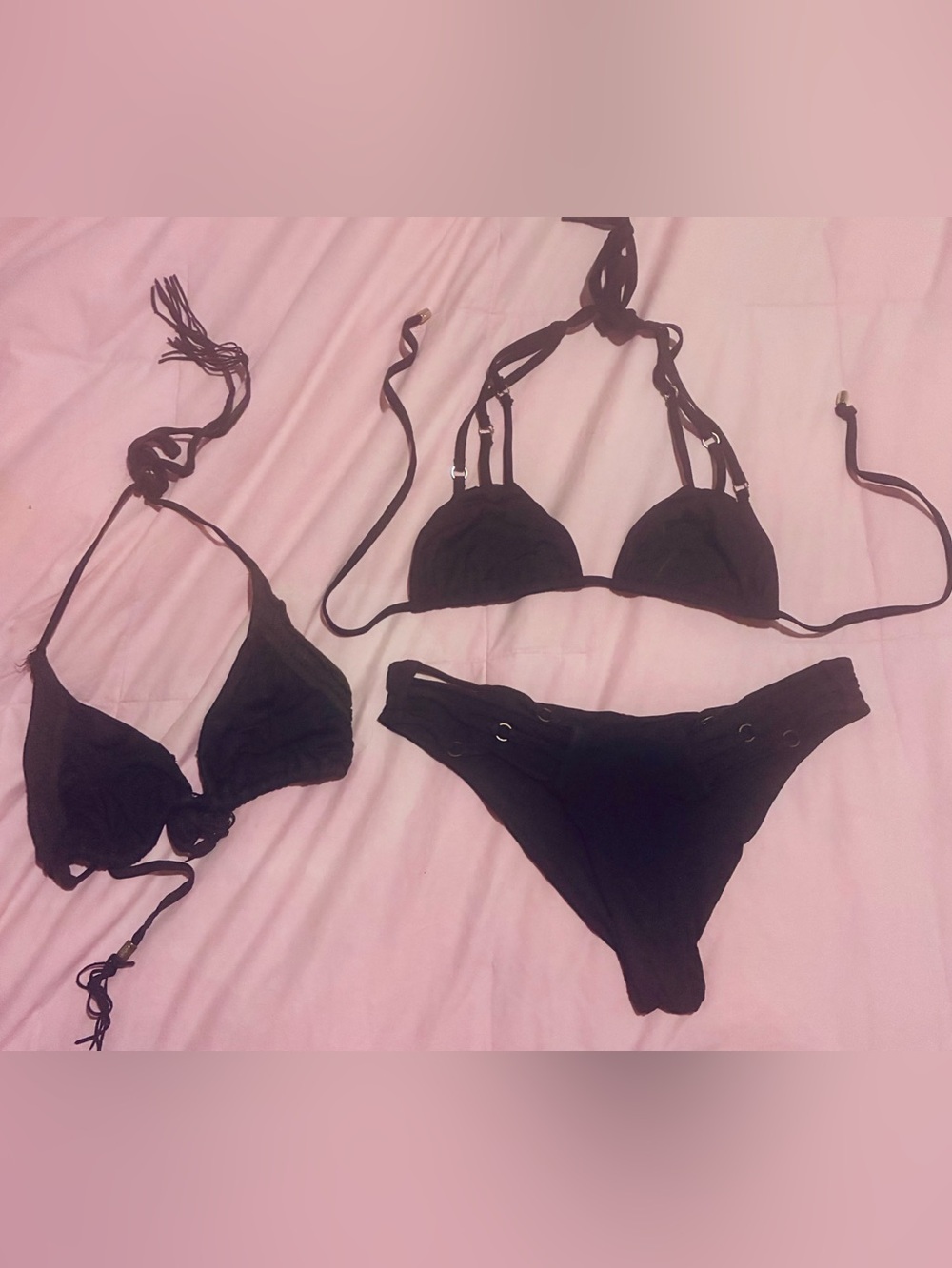 Beach Bunny Black String Bikini 3 Piece Set